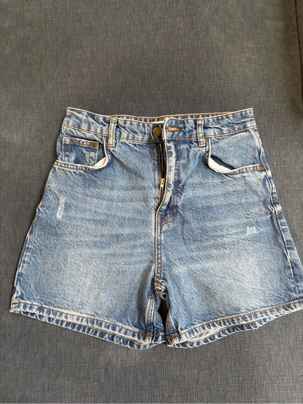 Zara Light Blue High-Waist Denim Shorts